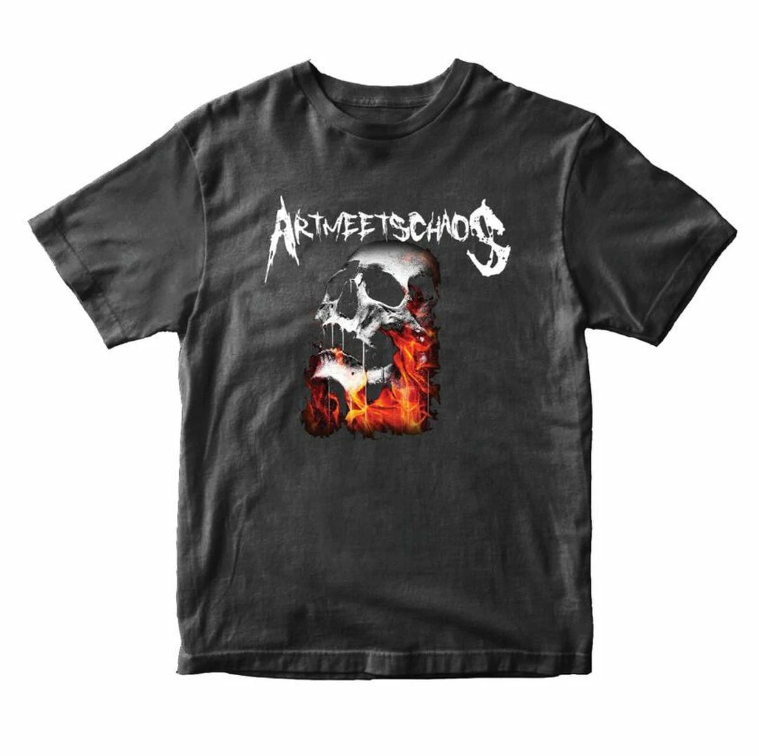 ARTMEETSCHAOZ New Arrivals Artmeetschaos (black “skull Flame T-shirt ) 3 ARTMEETSCHAOZ New Arrivals Artmeetschaos (black “skull Flame T-shirt )
