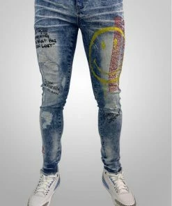 New Arrivals Industrial Indigo (blue/yellow “smiley Jean)