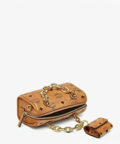 Mcm (cognac Mini Essential Boston Bag Pro Case In Visetos Bag) New Arrivals