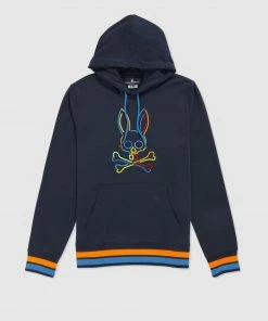 New Arrivals Psycho Bunny (men’s Navy Barbon Neon Glow Hoodie)