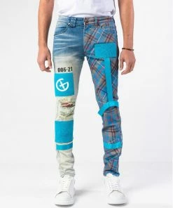 Gala (blue Wash Tartan Denim Jean)