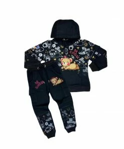 Elite Denim (kids Girl Black Jogging Set) New Arrivals
