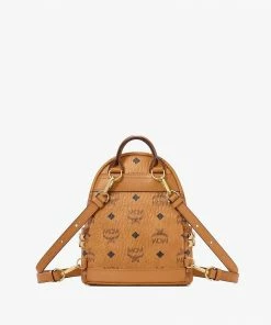 New Arrivals Mcm (small Cognac Stark Bebe Boo Side Studs Backpack In Visetos)