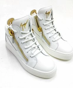Giuseppe Zanotti (female White/gold Kriss Mid Top Sneaker)