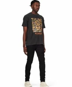 New Arrivals Purple Brand (lion In Ambush Wash Black T-shirt)