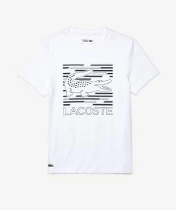 Lacoste (Mens White Sport Ultra-dry Graphic T-shirt)