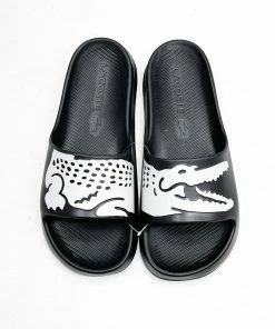 Lacoste (Mens Black/white Big Croc Slide)