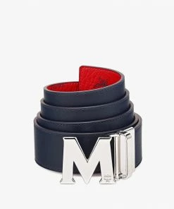 Mcm (red/navy/sliver Claus Matte Reversible Belt Visetos) New Arrivals