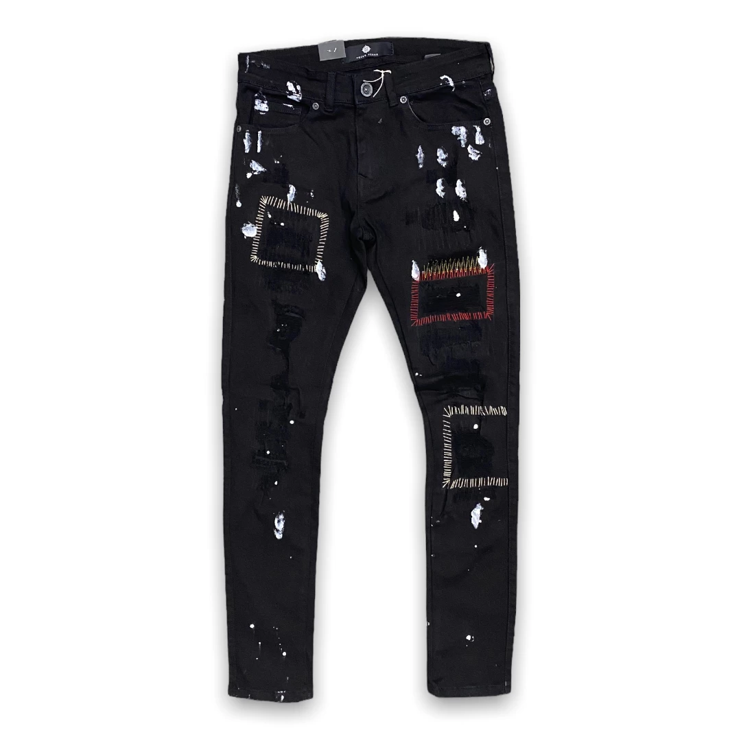 Focus Denim (black /red Cut Patch Jean) 3 Focus Denim (black /red Cut Patch Jean)
