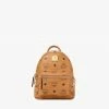 New Arrivals Mcm (small Cognac Stark Bebe Boo Side Studs Backpack In Visetos)
