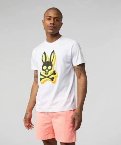 Psycho Bunny (mens White Lamont Graphic T-shirt) New Arrivals