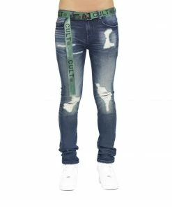 New Arrivals Cult Of Individuality (blue Punk Super Skinny Belted In Nash)