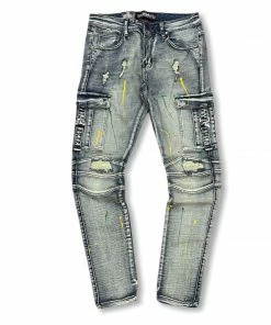 New Arrivals Denimicity (men’s Blue Yellow /green Cargo Jean)