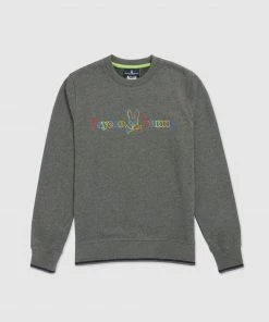 Phycho Bunny Psycho Bunny (men’s Heather Grey Barbon Neon Glow Sweatshirt) New Arrivals