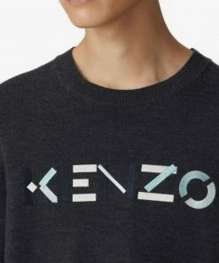 Kenzo (dark Grey Logo Multicolored Sweatshirt)