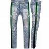 Preme Denim (blue/green Stripe Biker Jean) New Arrivals