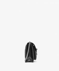 Mcm (black Big Quilted Shoulder Bag In Crushed Leather)