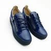 Giuseppe Zanotti (Navy/sliver Leather Low Top Sneakers)