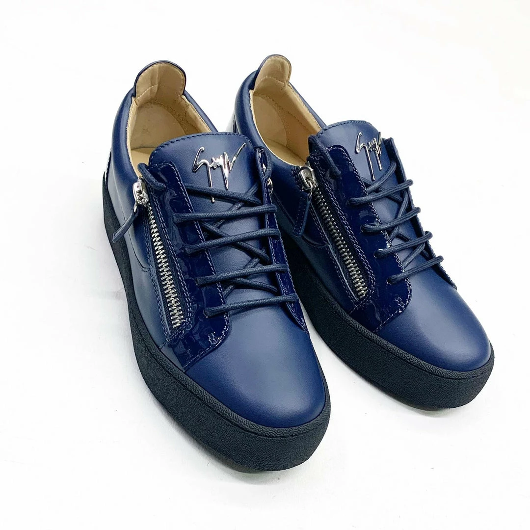 Giuseppe Zanotti (Navy/sliver Leather Low Top Sneakers) 3 Giuseppe Zanotti (Navy/sliver Leather Low Top Sneakers)
