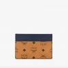 MCM (cognac/navy Blue Card Case In Visetos Leather Mix) New Arrivals
