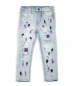 Dna Premium (kids Blue Cut Purple/black Crystal Drip Jean)