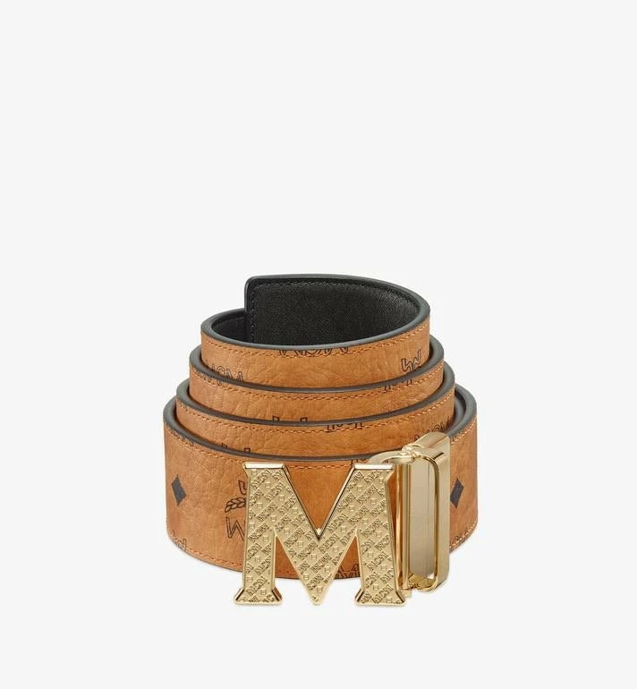 MCM (cognac Claus Textured M Reversible Belt 1.75” In Visetos) 3 MCM (cognac Claus Textured M Reversible Belt 1.75” In Visetos)