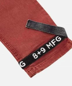 Eight & Nine (burgundy /black Strapped Slim Utility Wash Jean) 7 Eight & Nine (burgundy /black Strapped Slim Utility Wash Jean)