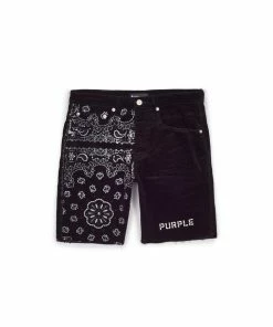 Purple Brand (black Corduroy Bandana Print Short)