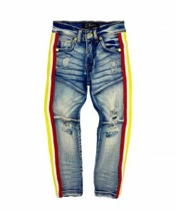New Arrivals Elite Denim (kids Blue/yellow Stripe Denim Jean)