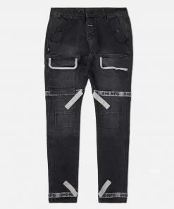 Eight & Nine (black /grey Strapped Slim Utility Wash Jean)